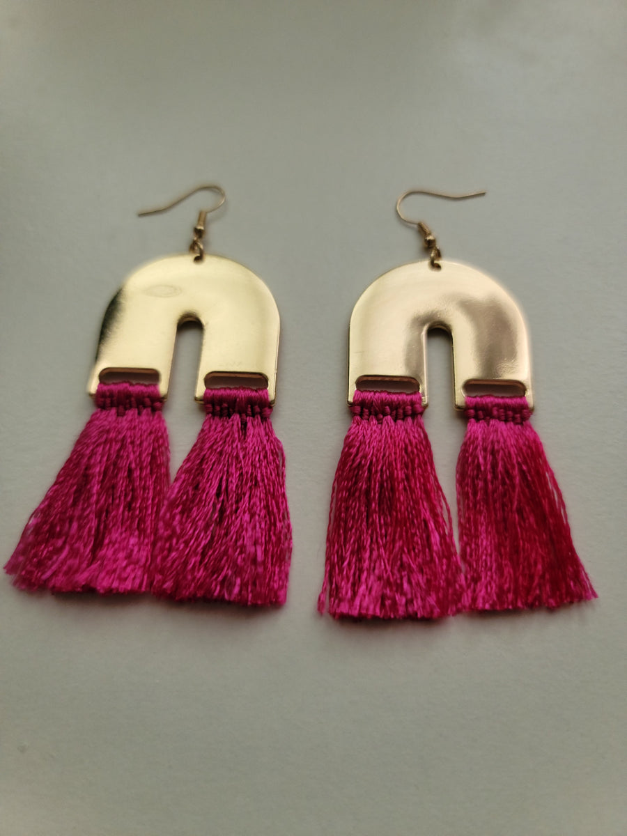 Magenta on sale tassel earrings