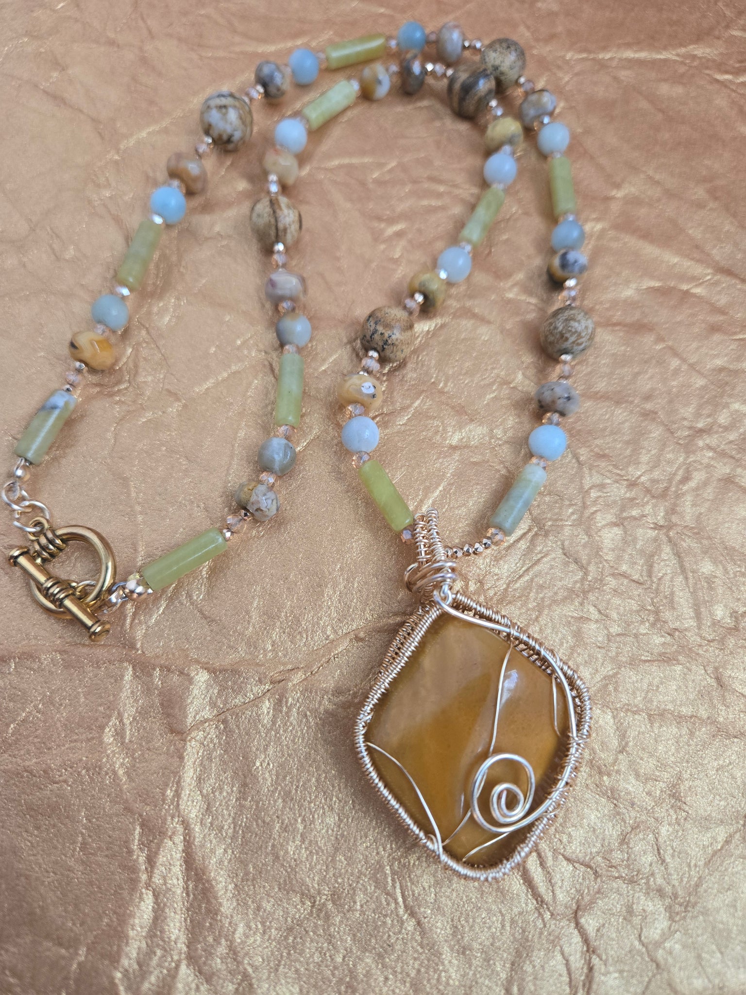 Yellow Jasper Pendant Necklace