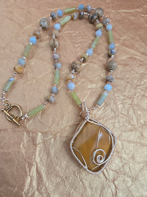 Yellow Jasper Pendant Necklace