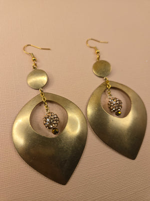 Raw Brass Crystal Drop Earrings