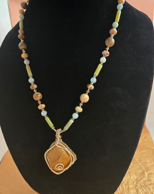 Yellow Jasper Pendant Necklace