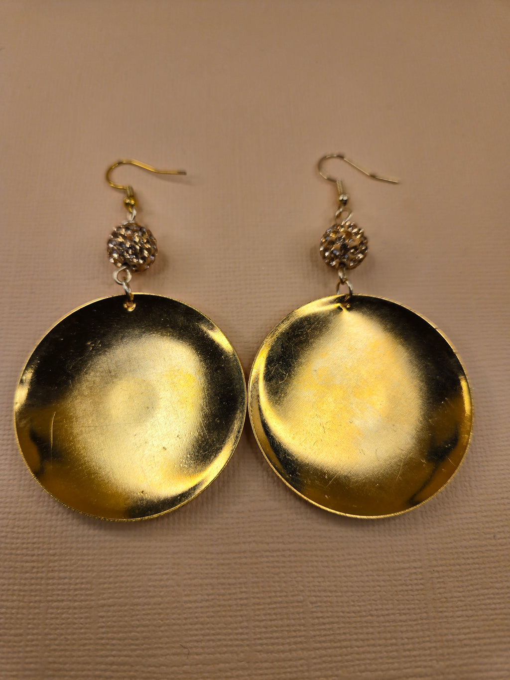 Polished Brass Crystal Earrings