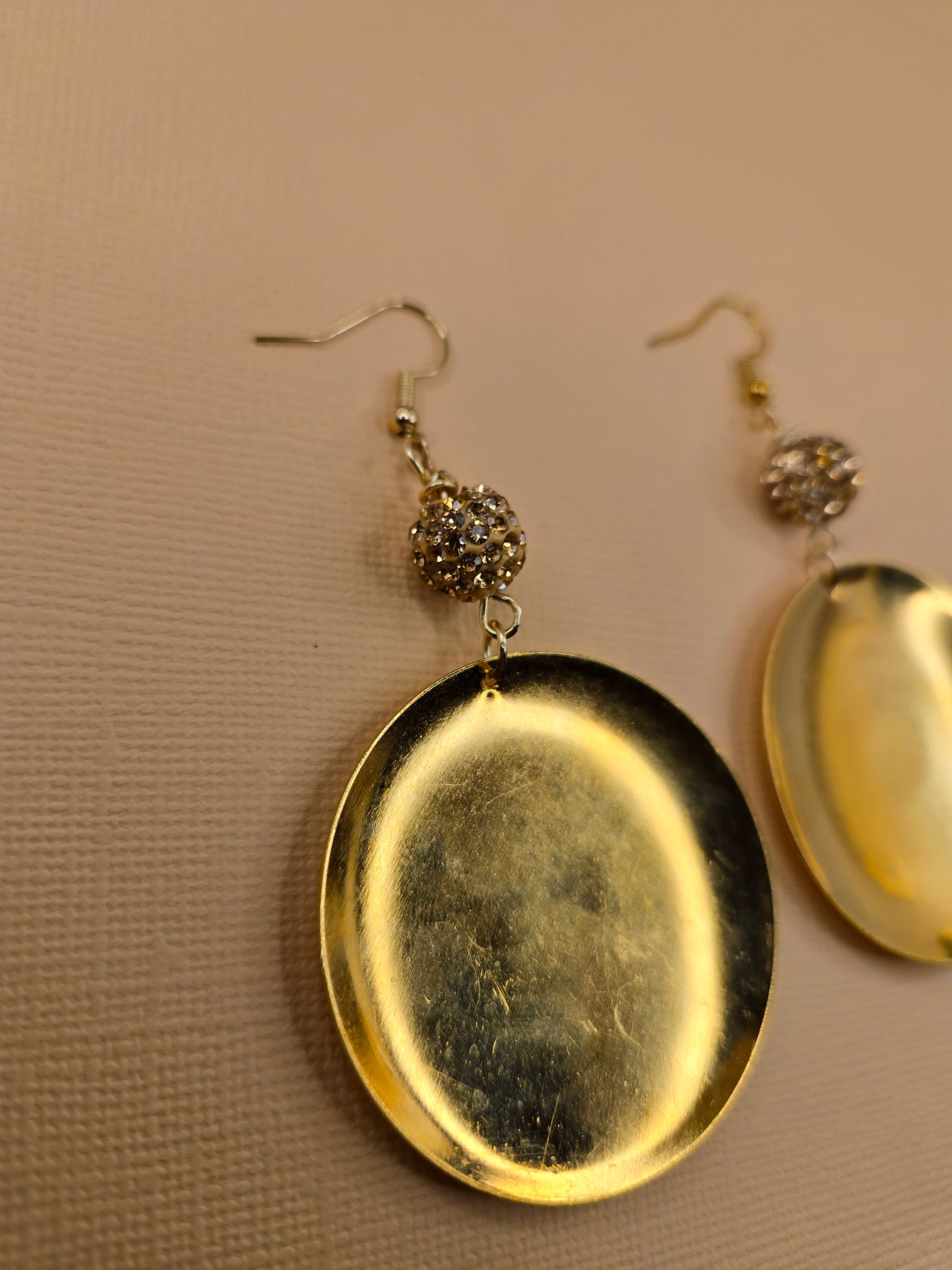 Polished Brass Crystal Earrings