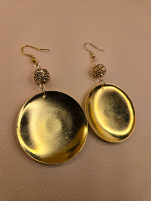 Polished Brass Crystal Earrings