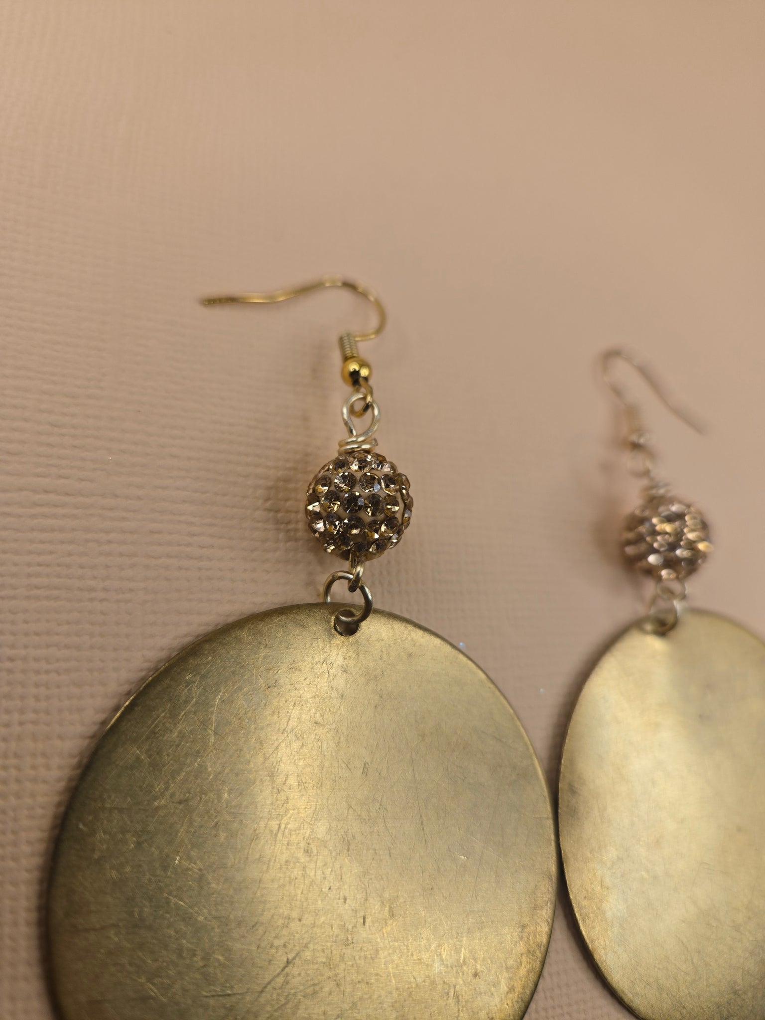 Raw Brass Crystal Earrings