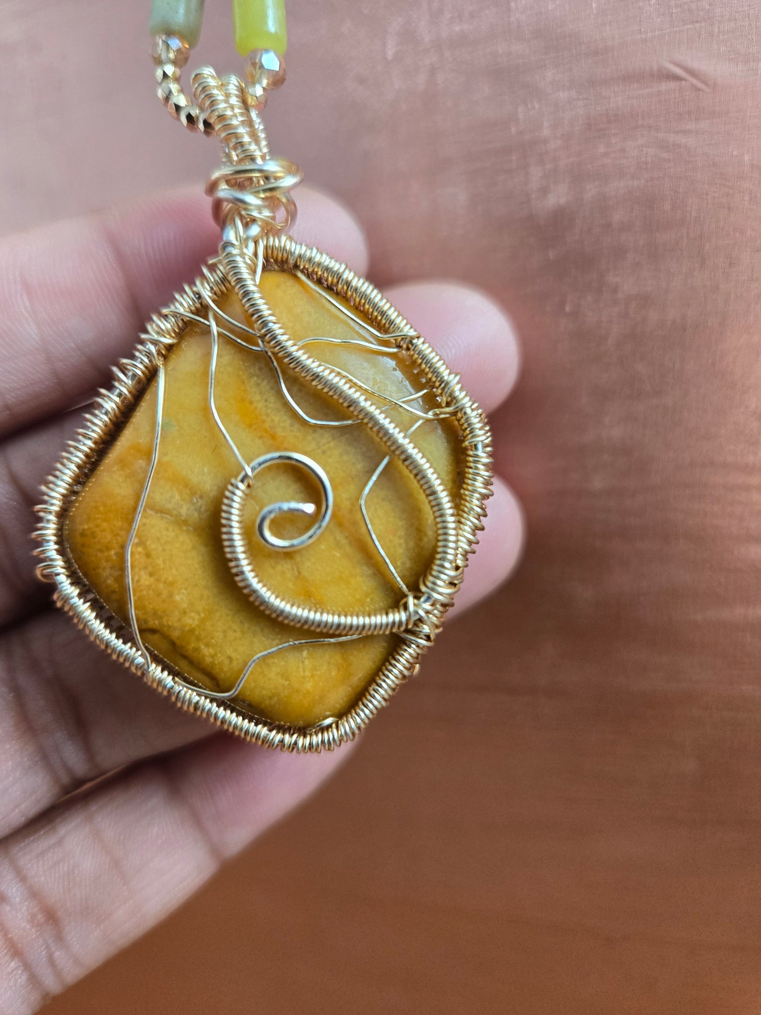 Yellow Jasper Pendant Necklace