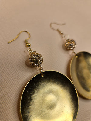 Polished Brass Crystal Earrings