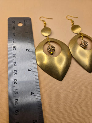 Raw Brass Crystal Drop Earrings