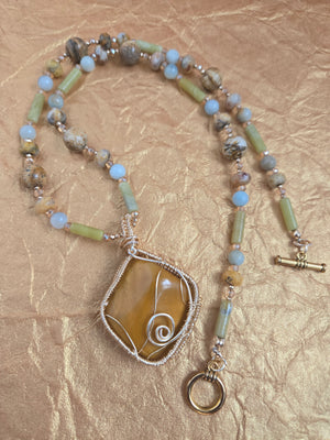 Yellow Jasper Pendant Necklace