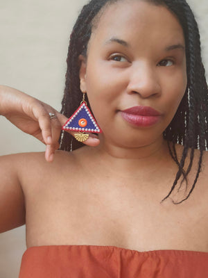 Embroidered Triangle Sunrays Earrings