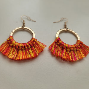 Multi-Colored Gold Tassel Earrings