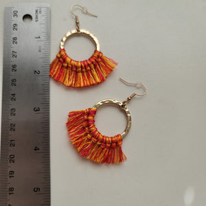 Multi-Colored Gold Tassel Earrings