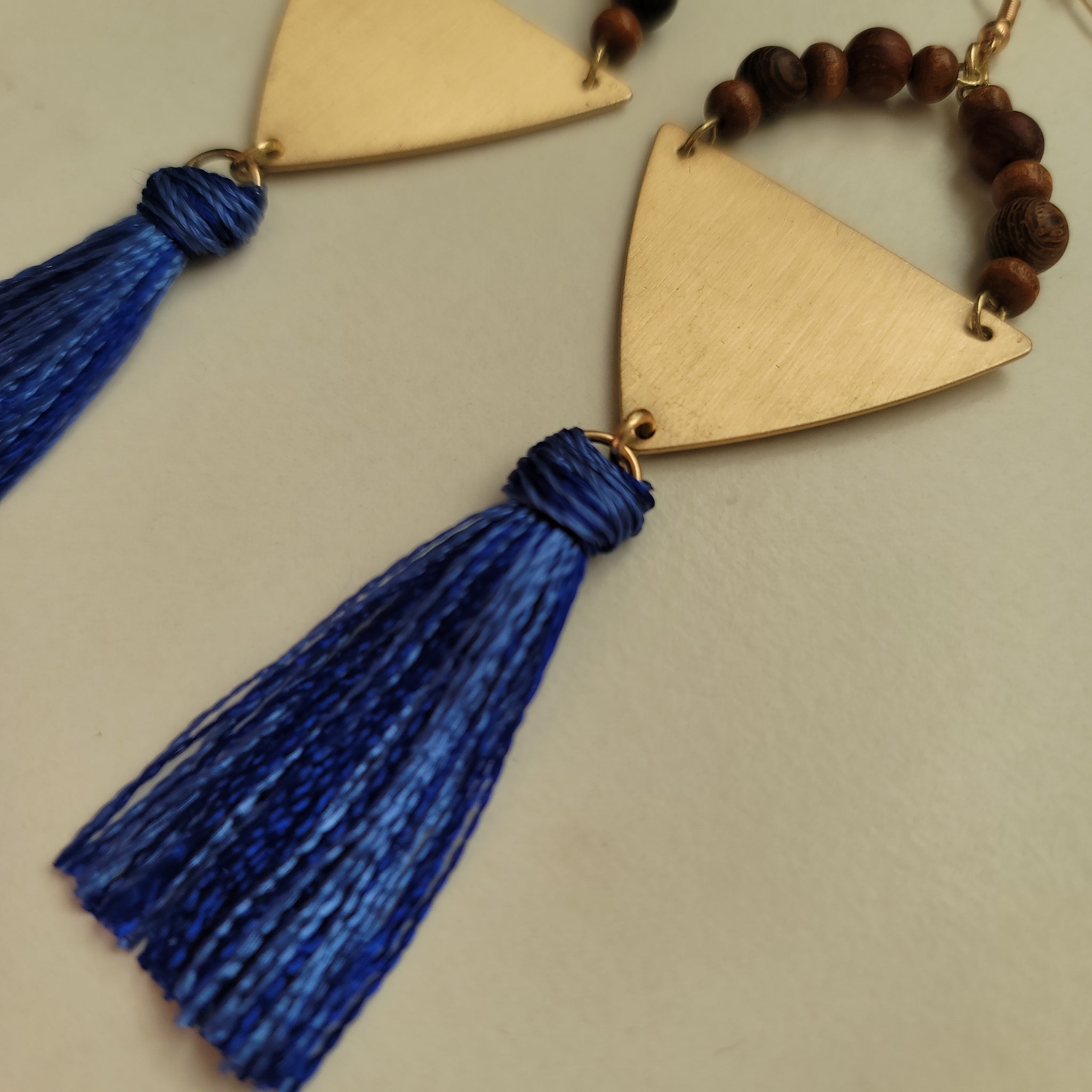 Golden Triangle Tassel Earrings