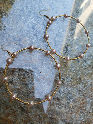 Pink Freshwater Pearl Hoop