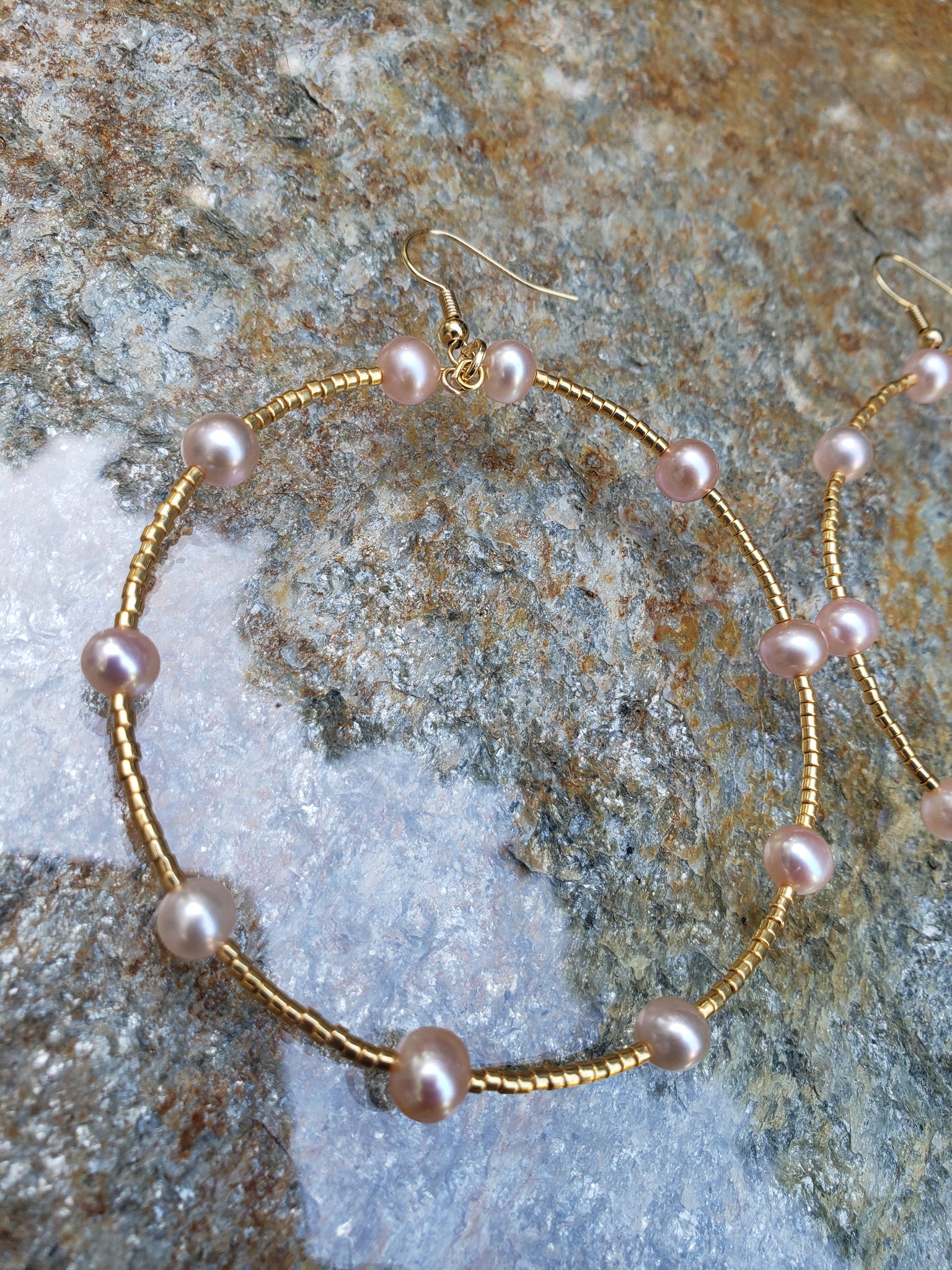 Pink Freshwater Pearl Hoop