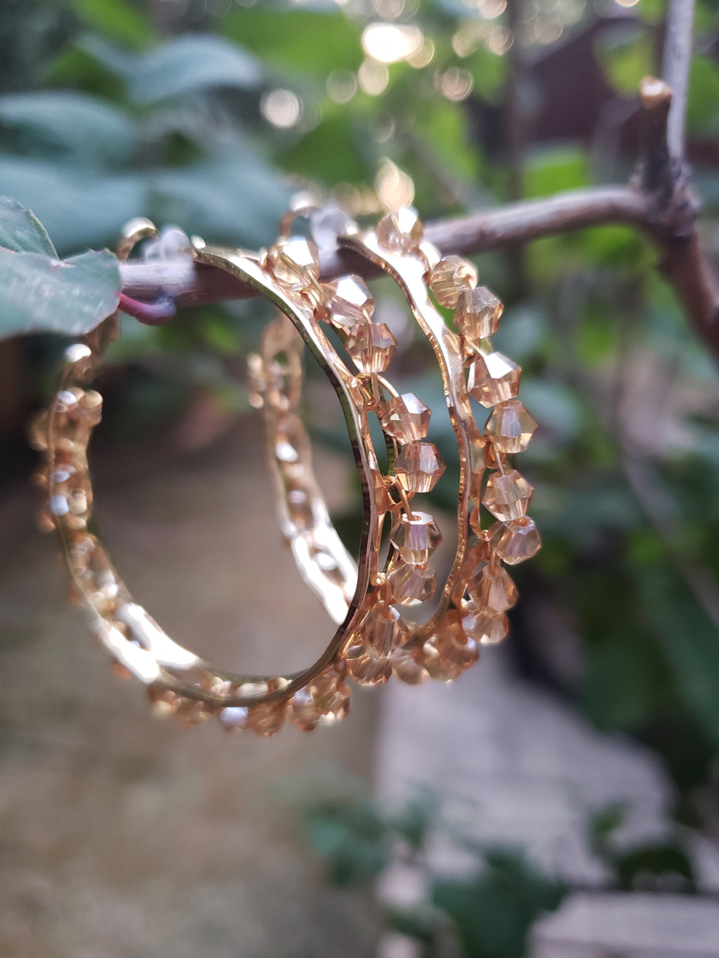 Golden Crystal Hoop