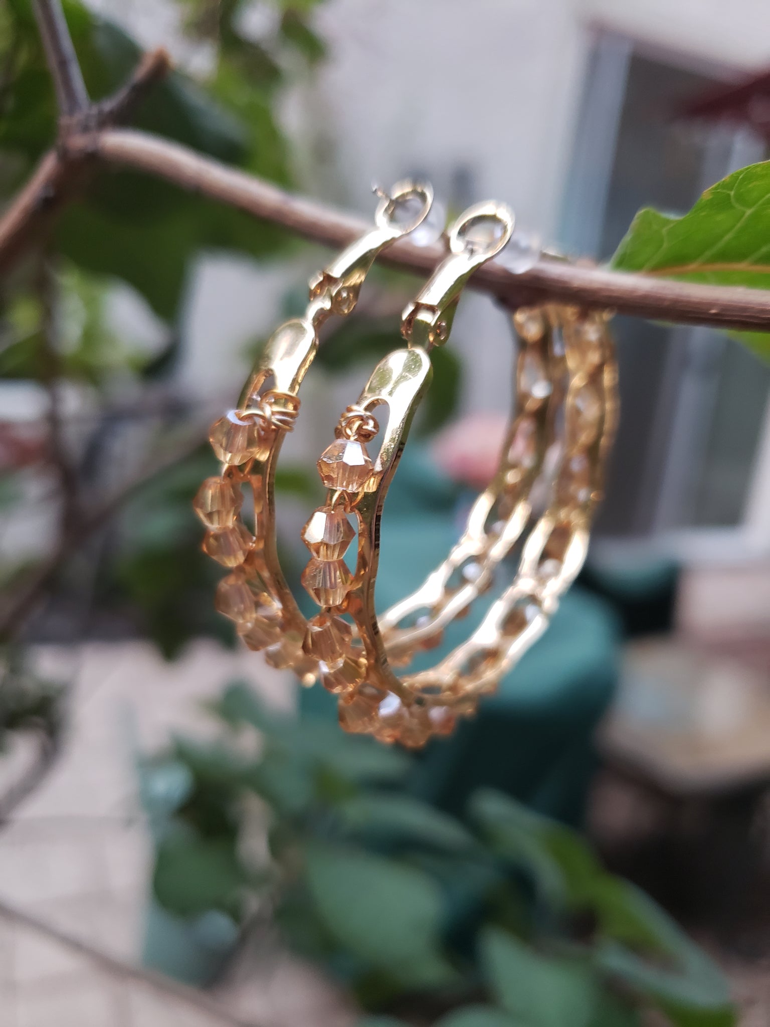 Golden Crystal Hoop