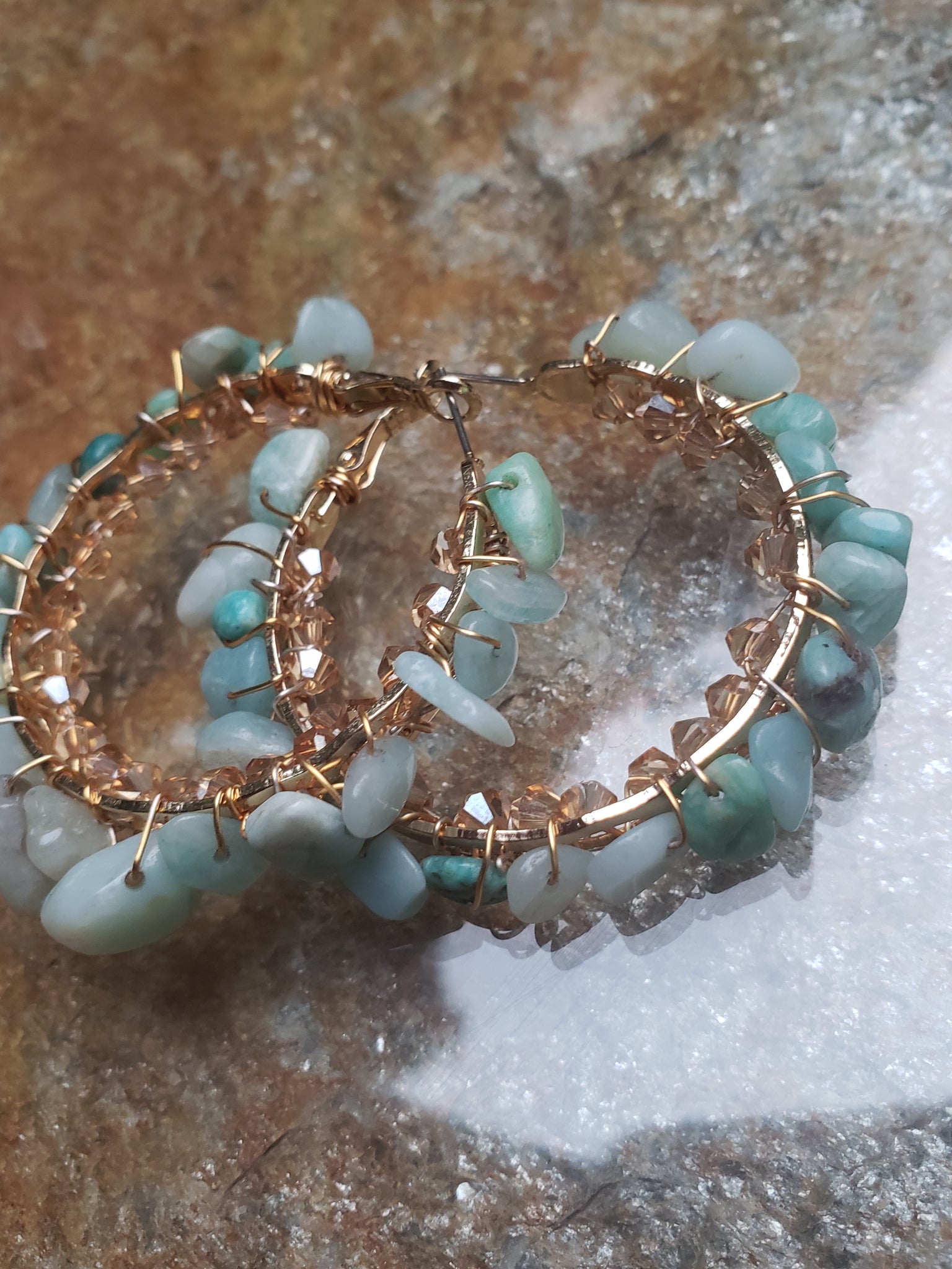 Amazonite Crystal Hoop