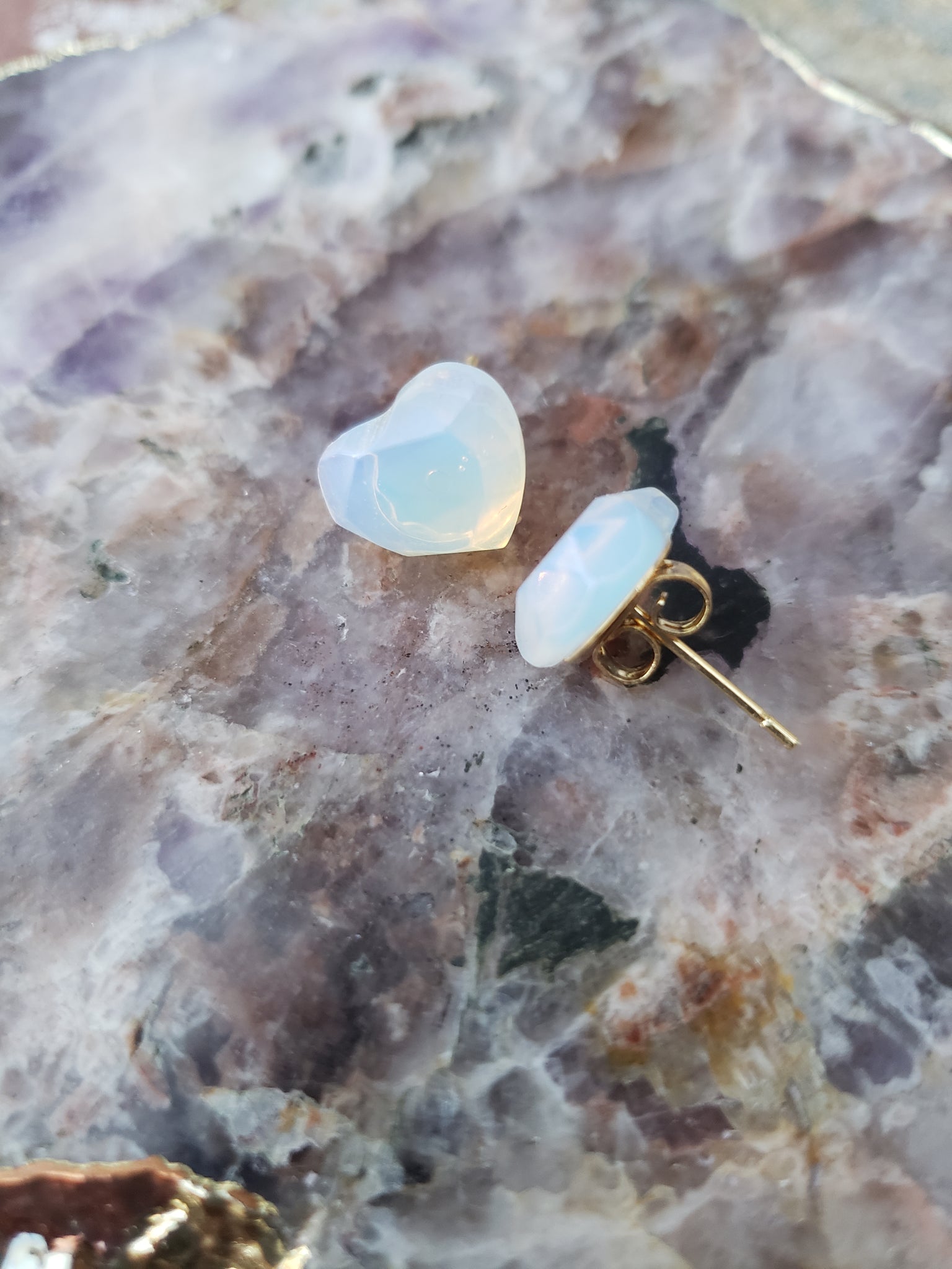 Heart Opalite Stud