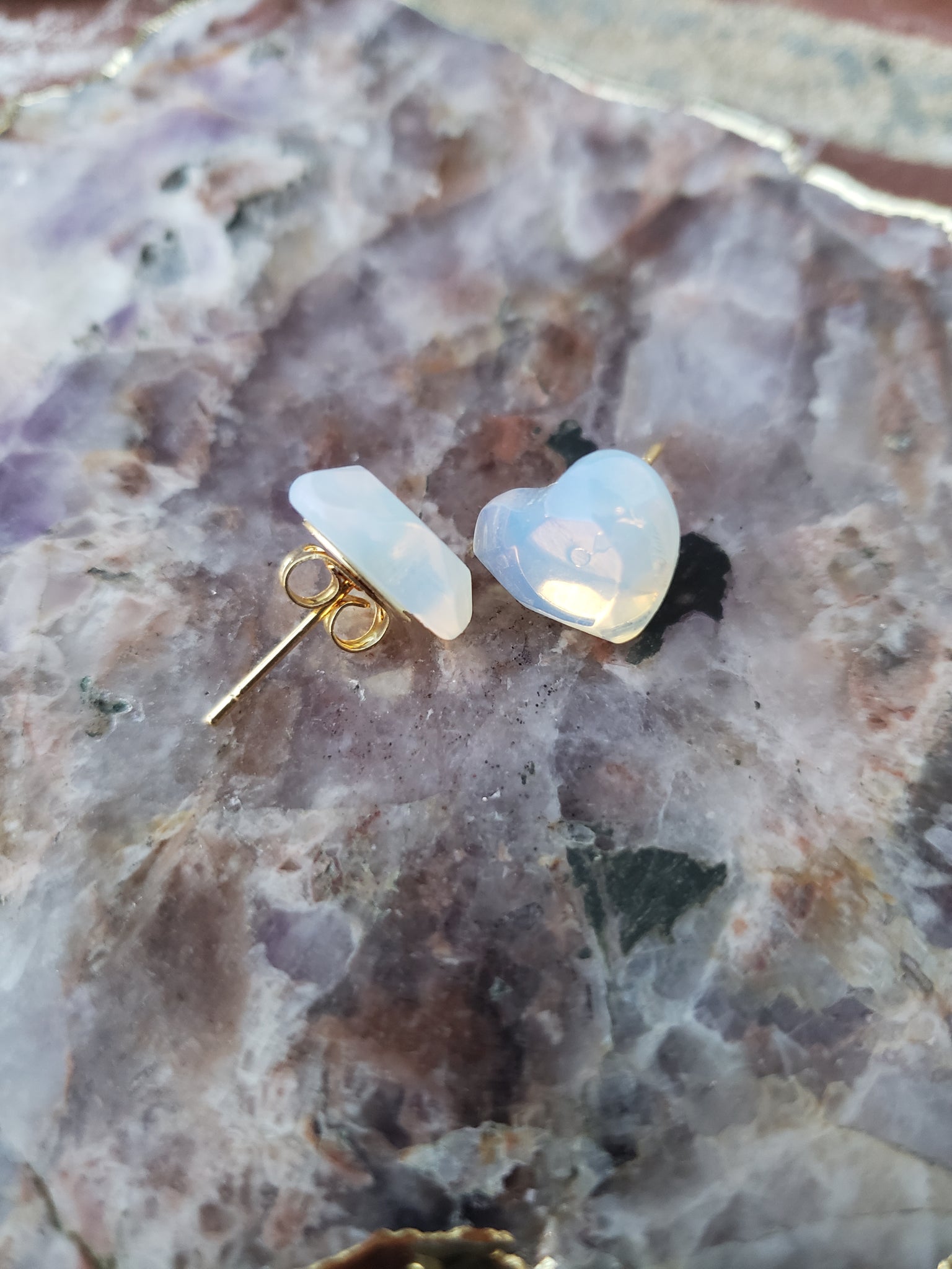 Heart Opalite Stud