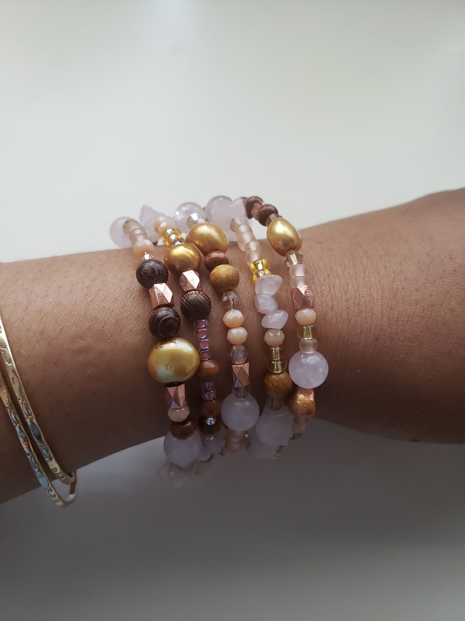 Trinity Rose Quartz Bracelet