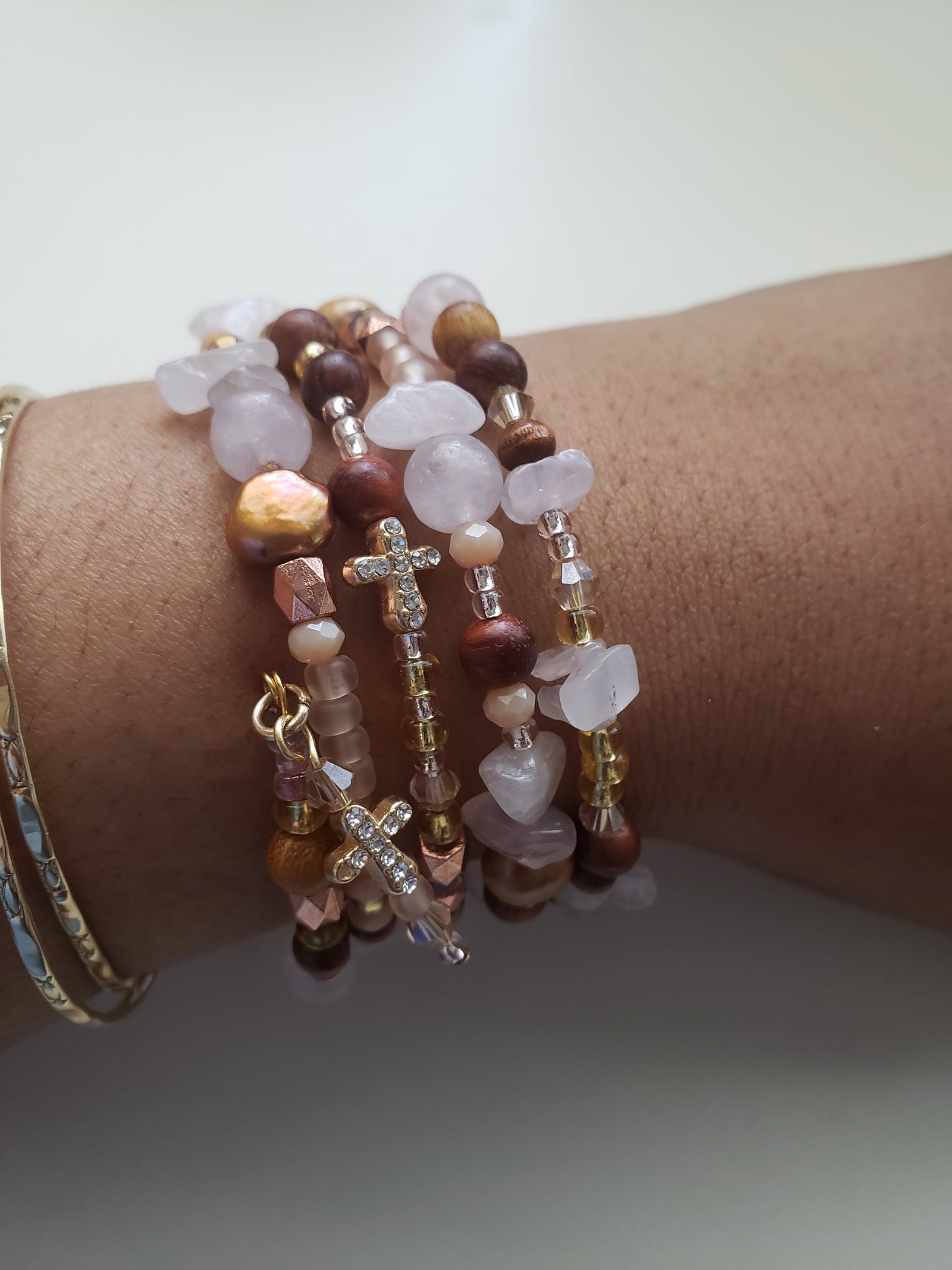 Trinity Rose Quartz Bracelet