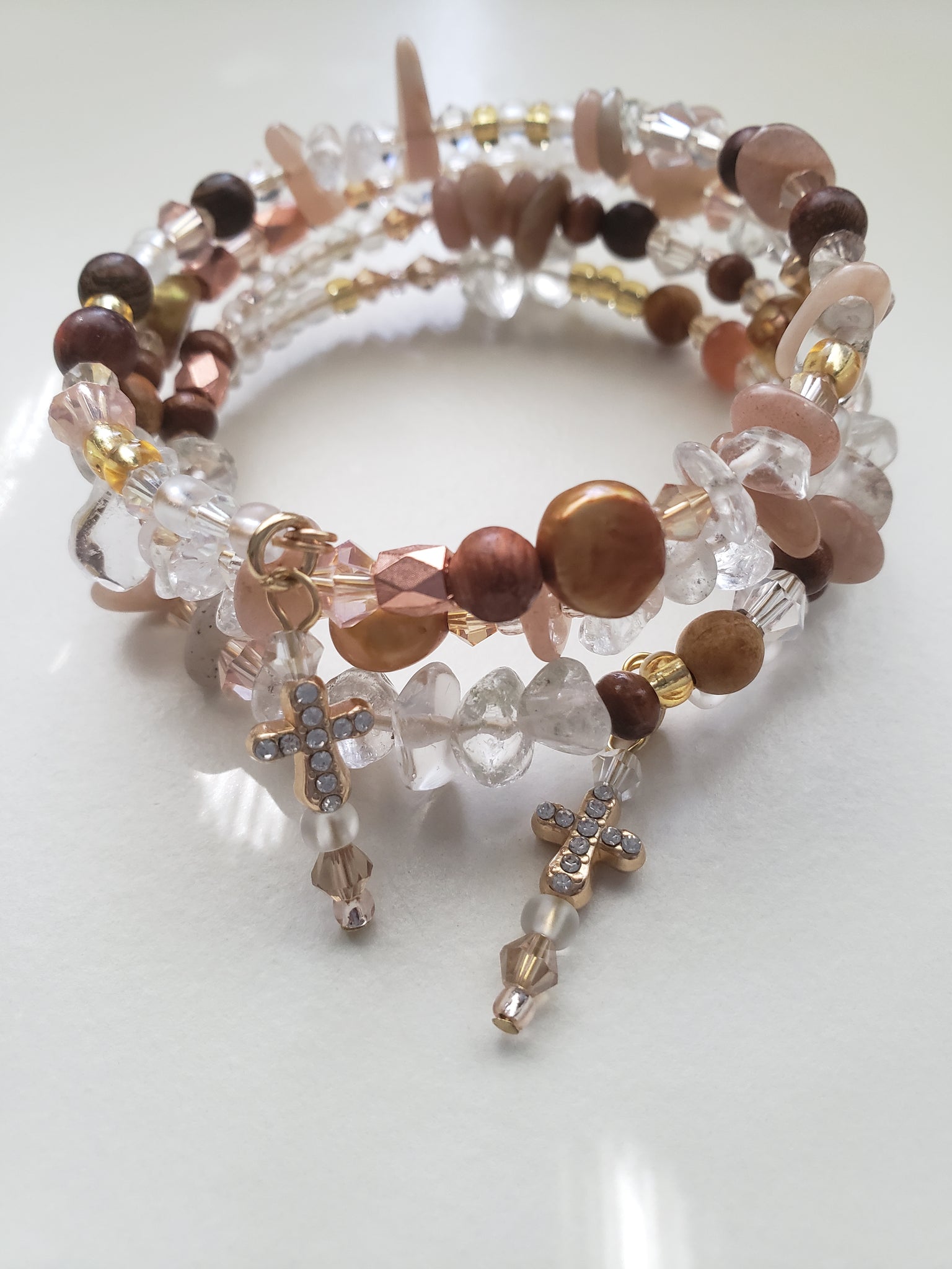 Trinity White Quartz Sunstone Bracelet