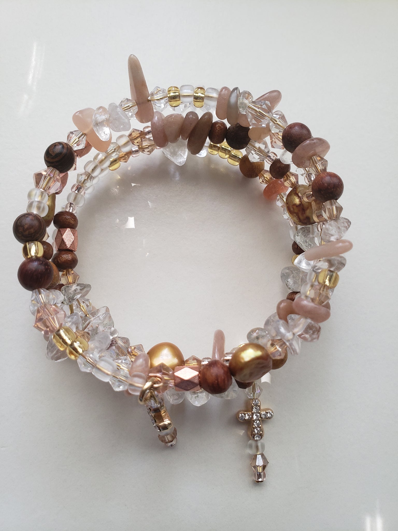 Trinity White Quartz Sunstone Bracelet