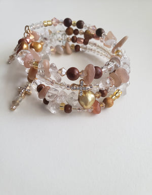 Trinity White Quartz Sunstone Bracelet