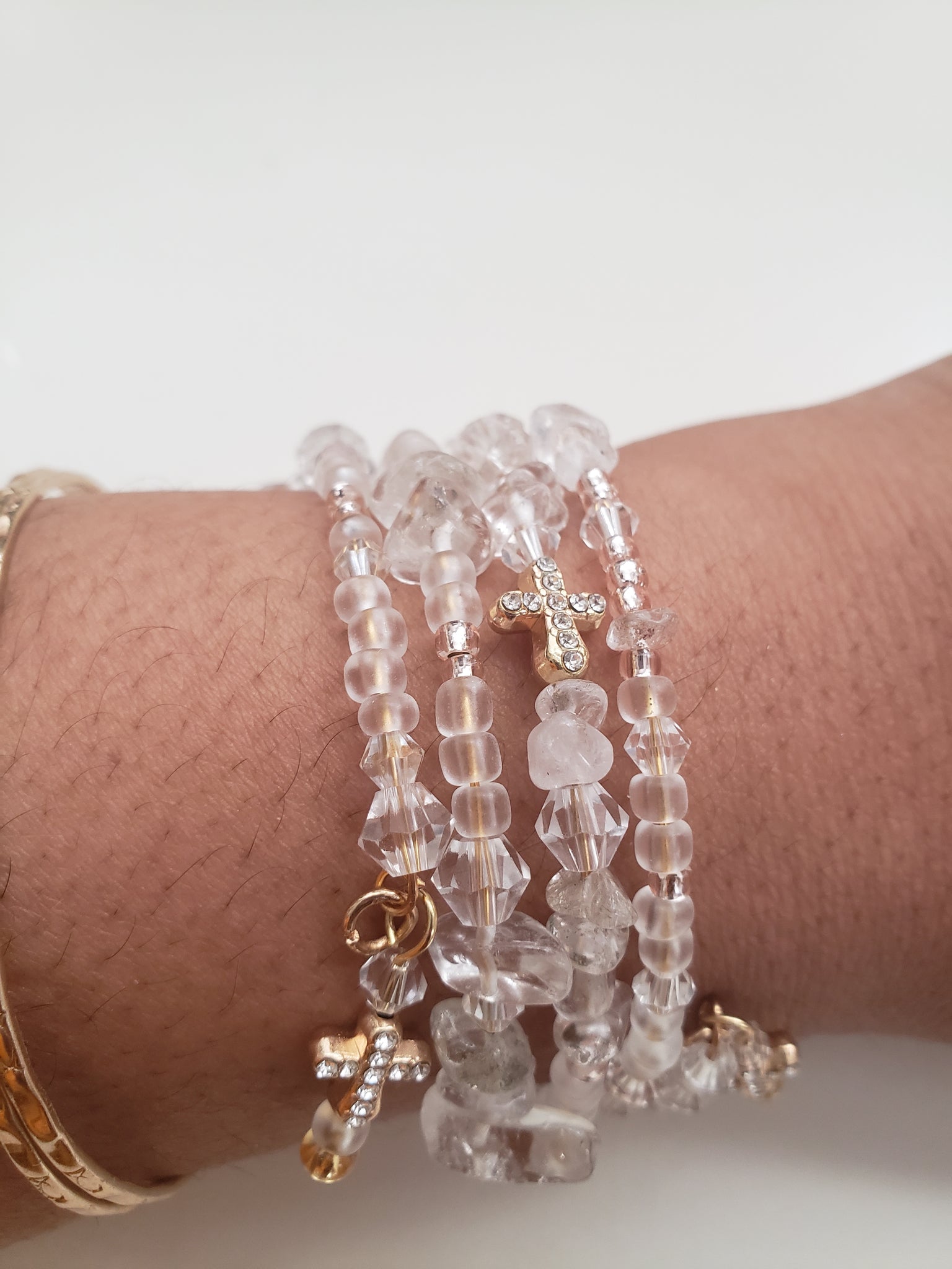 Trinity White Quartz Crystal Bracelet