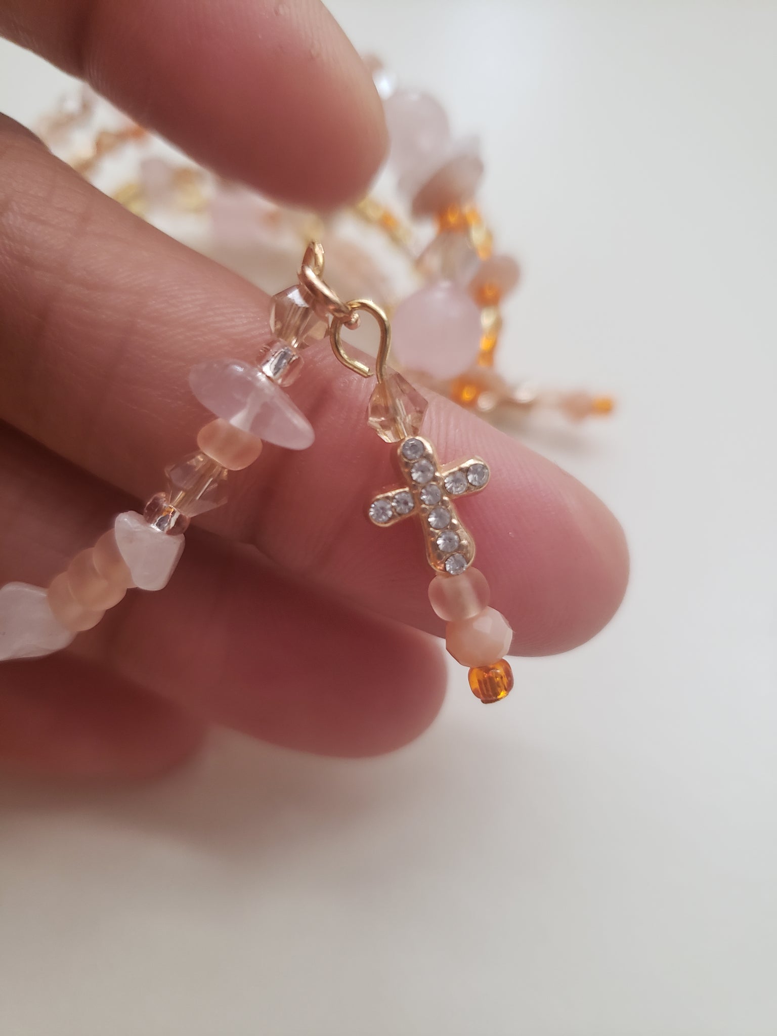 Trinity Rose Quartz Sunstone Bracelet