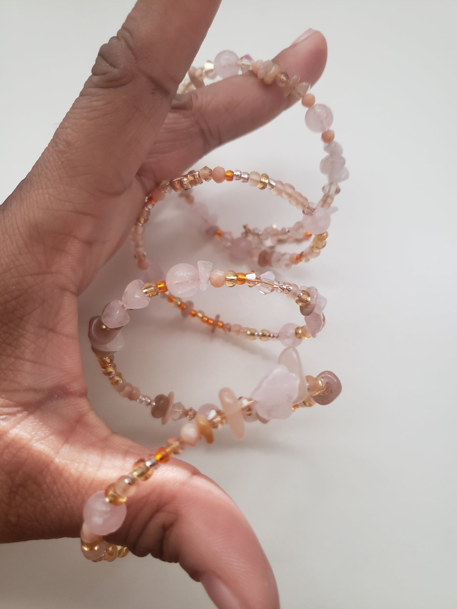 Trinity Rose Quartz Sunstone Bracelet