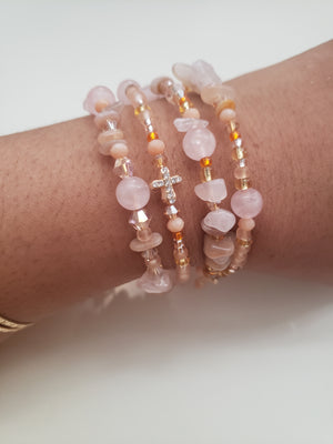 Trinity Rose Quartz Sunstone Bracelet