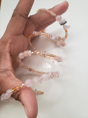 Trinity Rose Quartz Sunstone Bracelet