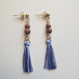 Blue Mix Tassel Stud