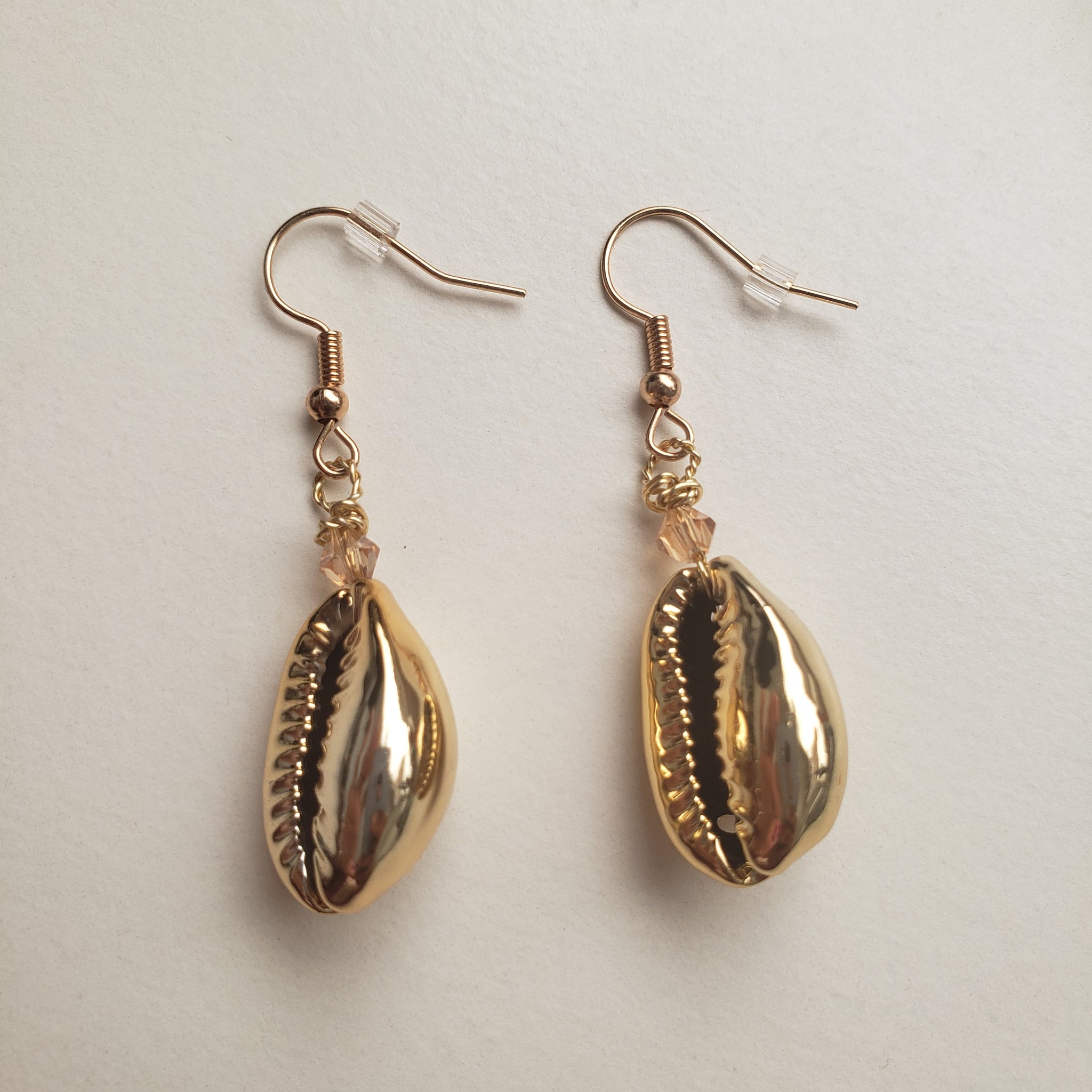 Crystal Golden Cowrie Shell Earrings