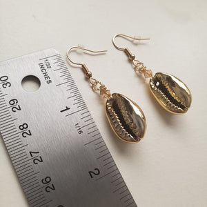 Crystal Golden Cowrie Shell Earrings