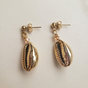 Crystal Golden Cowrie Shell Stud