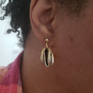 Gold Coated Cowrie Shell Stud