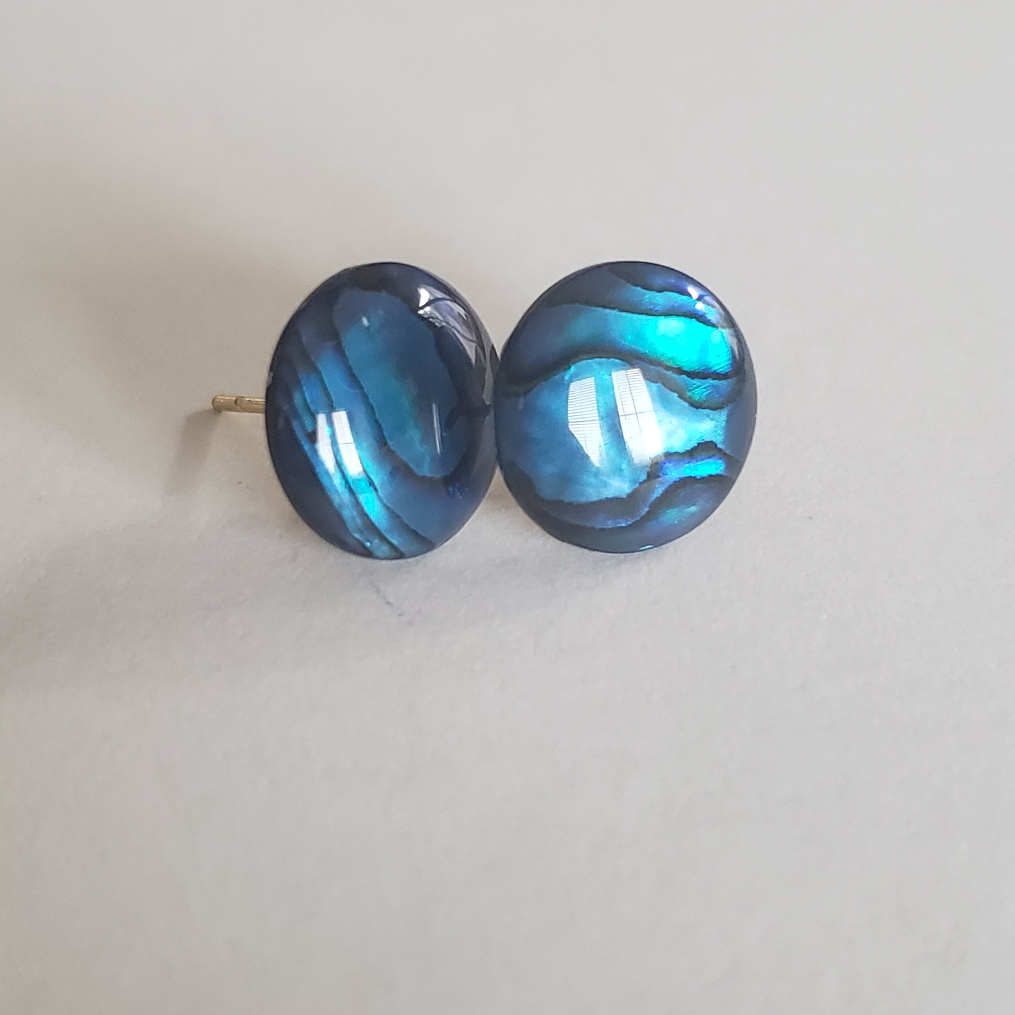 Paua Shell Blue Stud Earrings