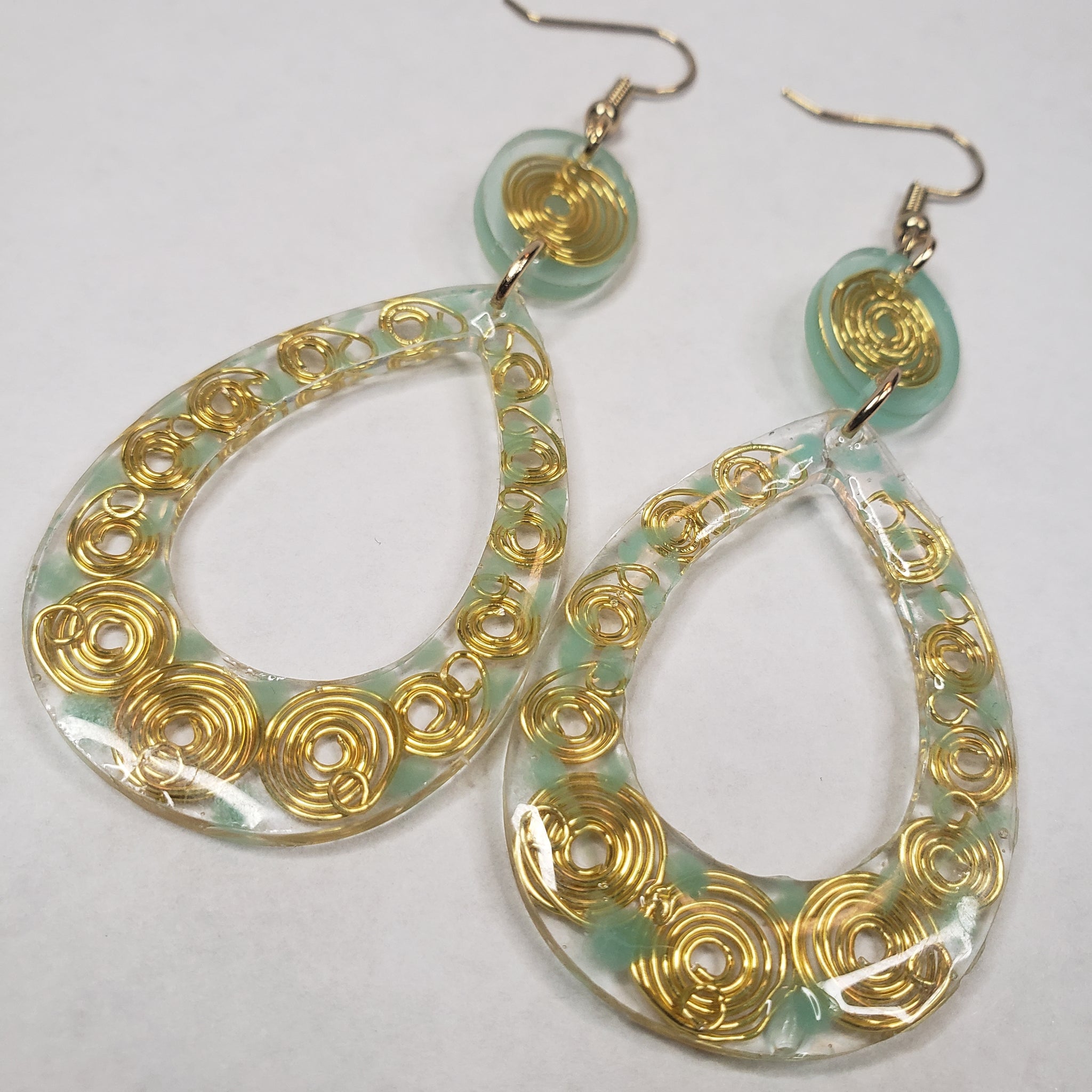 Golden Spiral Dangle Earrings