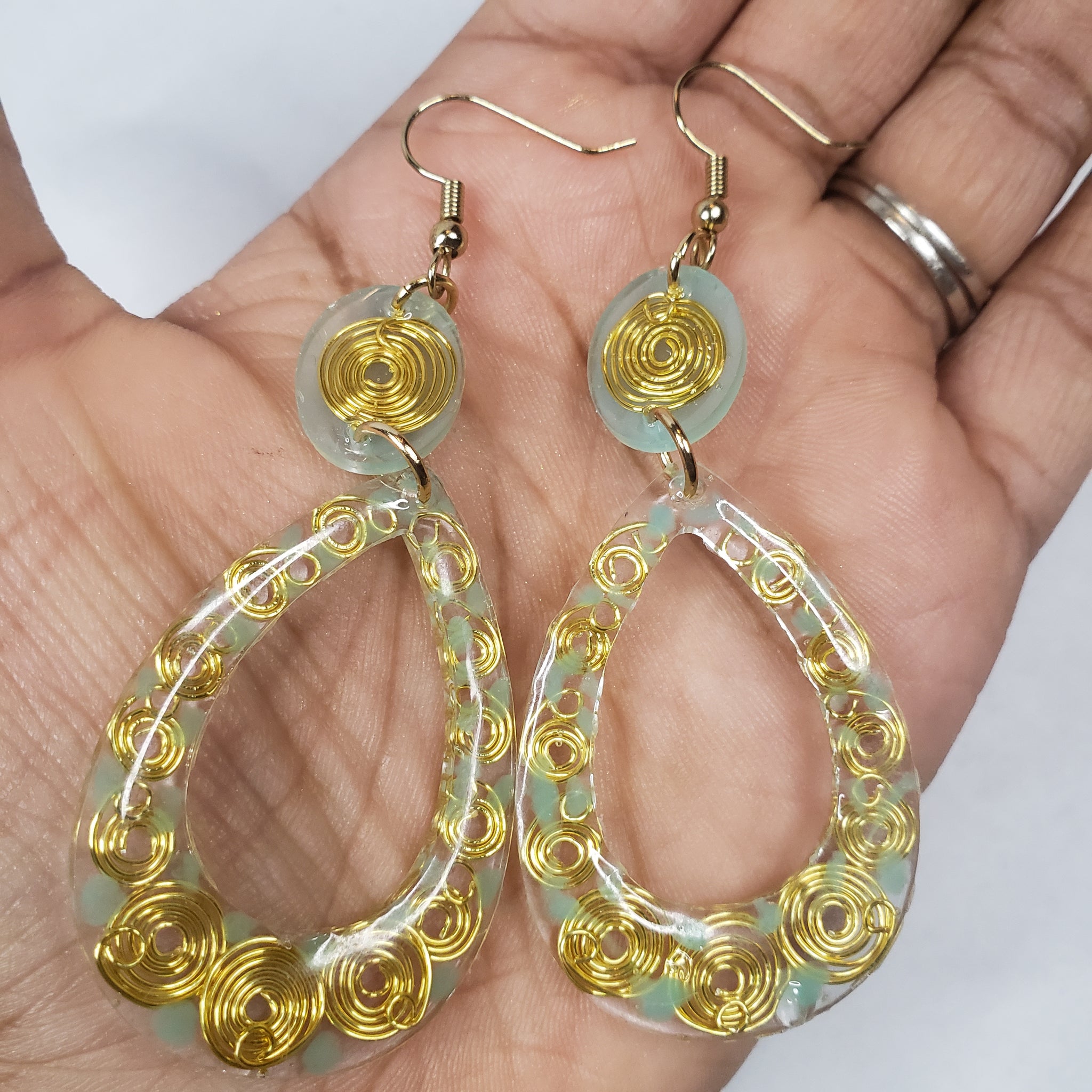 Golden Spiral Dangle Earrings