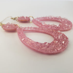 Rose Glass Geode Earrings