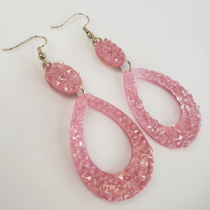Rose Glass Geode Earrings