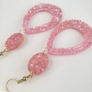 Rose Glass Geode Earrings