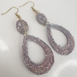 Lilac Glass Geode Earrings