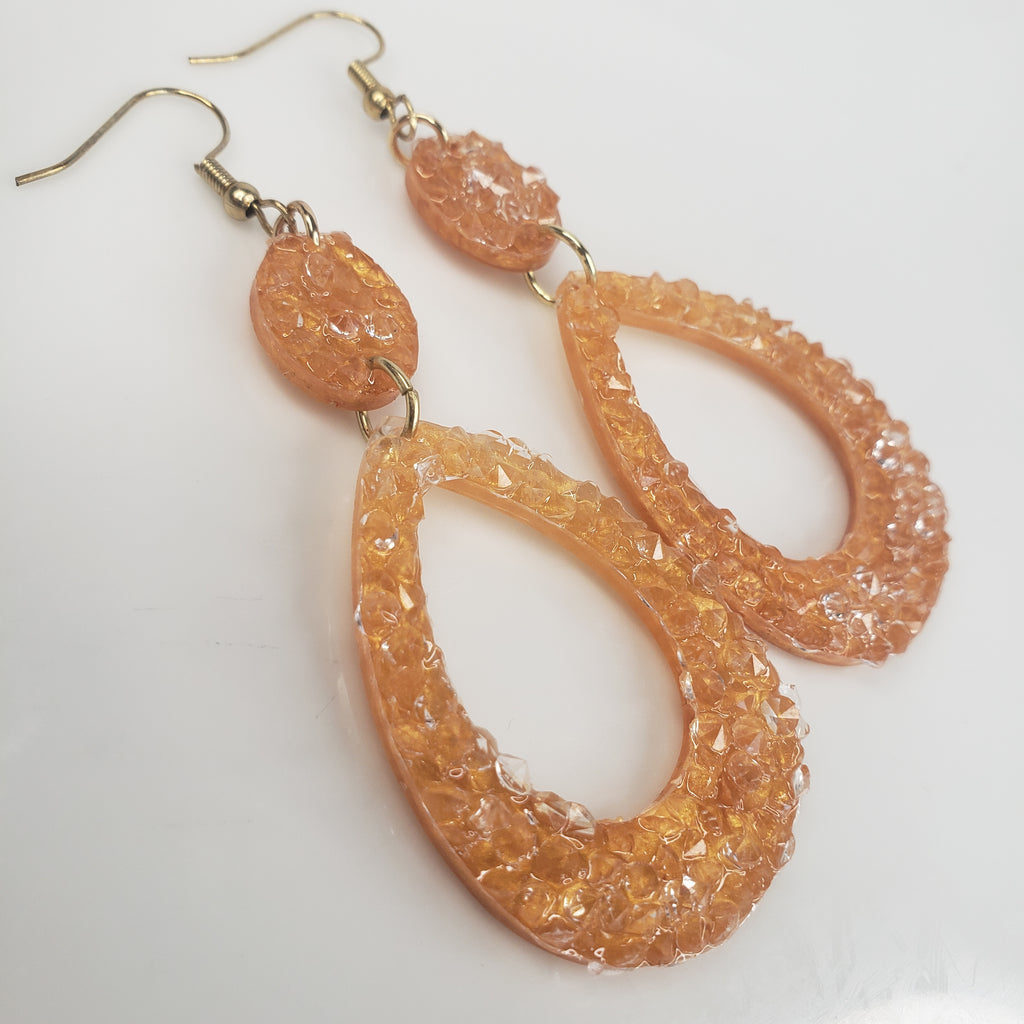 Amber Glass Geode Earrings