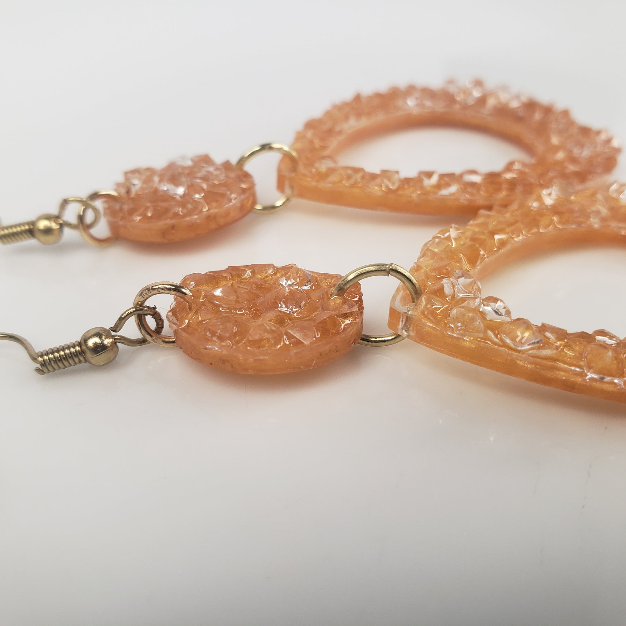 Amber Glass Geode Earrings