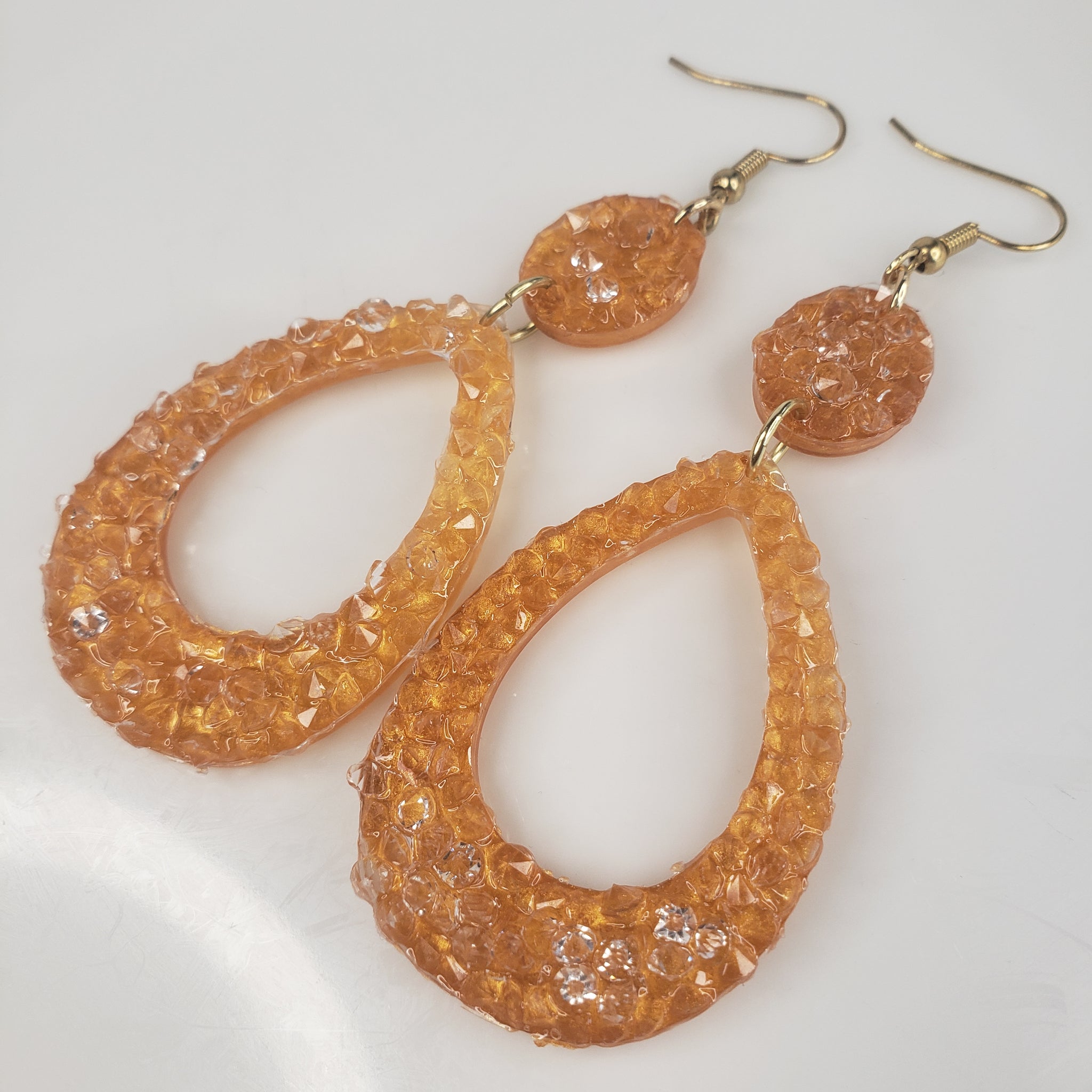 Amber Glass Geode Earrings