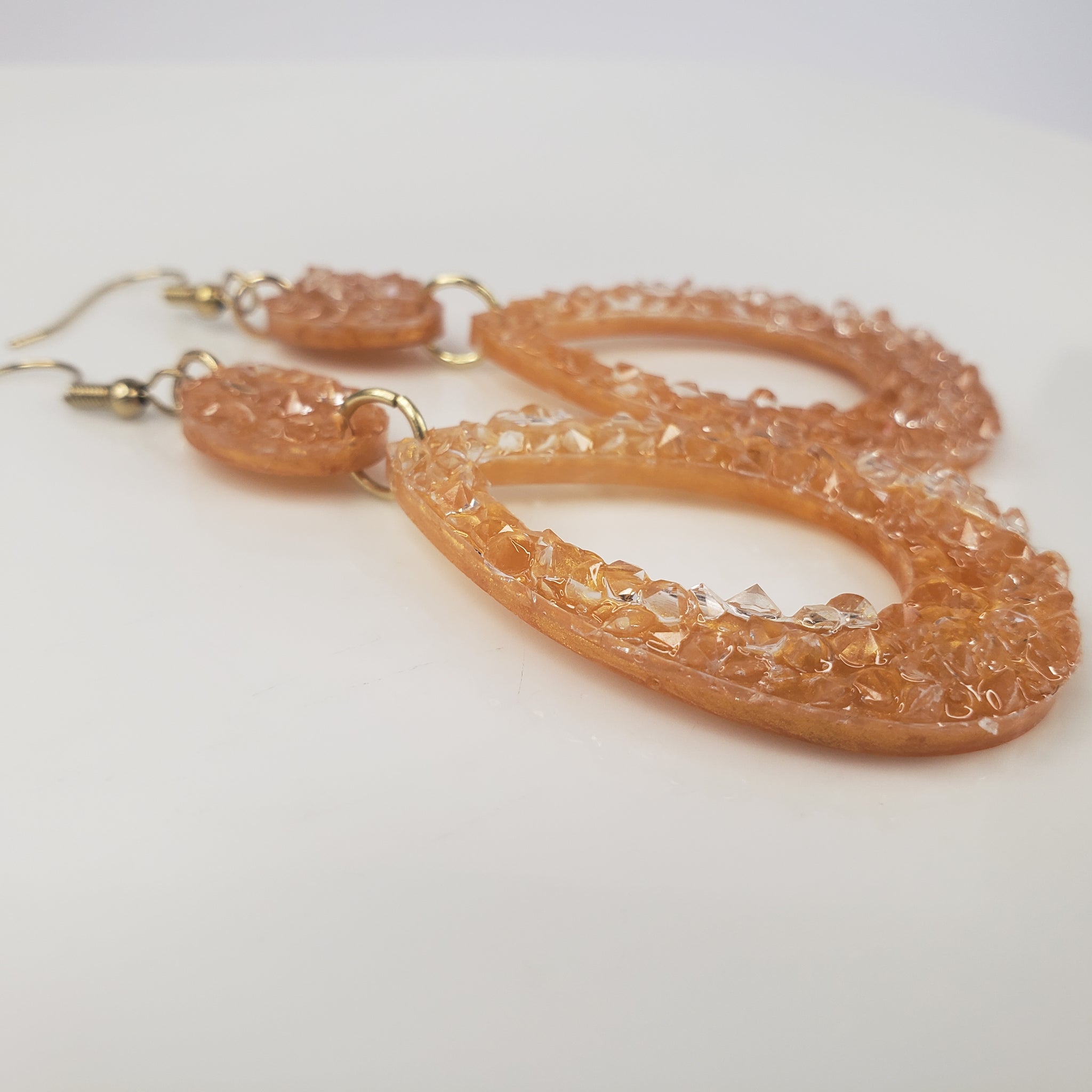 Amber Glass Geode Earrings